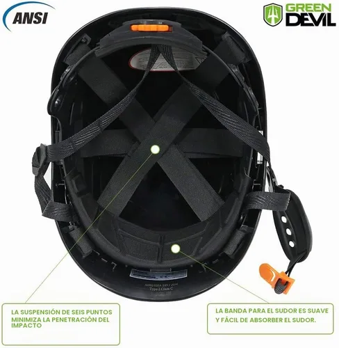 Vista 5 de GREEN DEVIL Casco de Seguridad Casco Duro Ajustable Ligero Ventilado ABS Casco de Trabajo Suspensión de 6 Puntos Aprobado ANSI Z89.1 Ideal