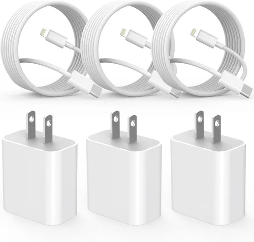 Vista 9 de Cargador para iPhone 16/15 Pro Max de carga rápida, bloque de cargador USB C de 20 W, paquete de 3 cables de carga rápida tipo C, cable de carga