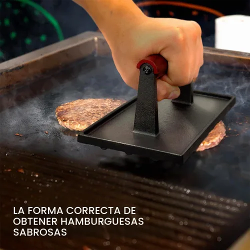 Vista 6 de Prensa de tocino de hierro fundido de 7 pulgadas, redonda y rectangular, prensa de hierro fundido de 8 x 4 pulgadas, prensa de carne para tocino