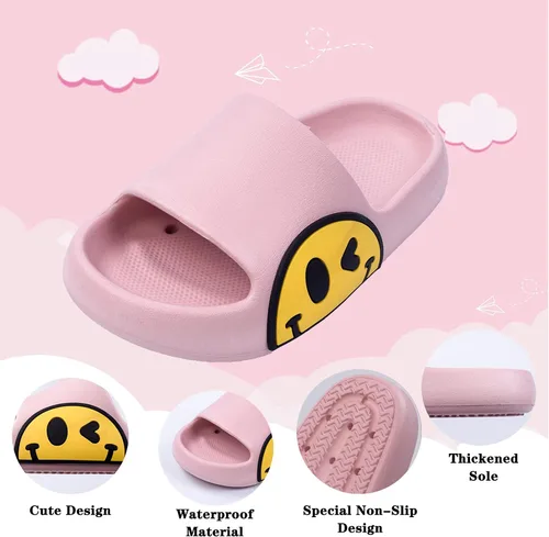 Vista 3 de Pantuflas para hombre, mujer, niñas y niños, de etilvinilacetato, antideslizantes, para interiores y exteriores, pantuflas con caras sonrientes