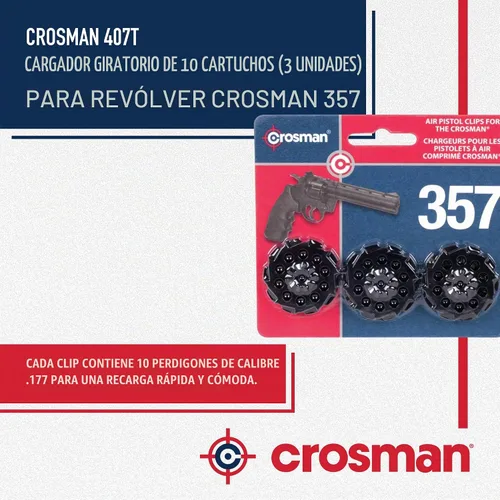 Vista 5 de Crosman 407T Cargador giratorio de repuesto de 10 balas (paquete de 3)