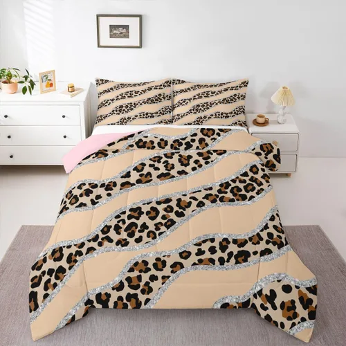 Vista 8 de Erosebridal Juego de edredón con estampado de leopardo, juego de ropa de cama con estampado de guepardo, juego de ropa de cama y colecciones