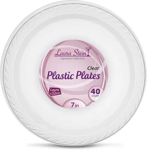 Vista 4 de Laura Stein - Platos desechables de plástico transparente de alta calidad, de gran peso, para postre, ideal para bodas, eventos, fiestas, catering