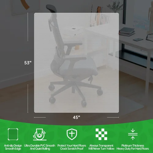 Vista 7 de 100pointONE Tapete para silla de oficina para suelos de madera dura, tapete para silla de computadora de fácil deslizamiento, protector de suelo