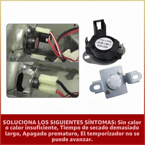 Vista 4 de Kit de corte térmico para secadora 280148, incluye termostato 8557403 8318314, pieza de repuesto de fusible térmico compatible con secadores