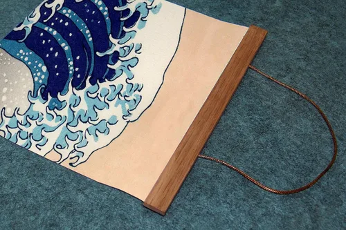 Vista 7 de jszip Rollo retro japonés de onda Ukiyo-e, pintura colgante de madera, 39.76 x 15.75 pulgadas