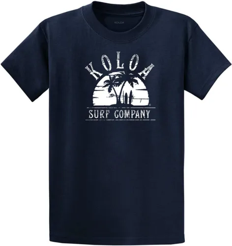 Vista 32 de Koloa Surf - Camisetas de algodón pesado para hombre, tallas grandes y altas Azul acuático/negro buscando diseño de ondas