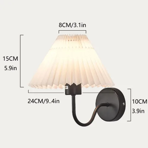 Vista 5 de Lámpara de pared de tela plisada, linterna de pared nórdica para interiores, elegante apliques de pared de cabecera única, lámpara de pared de lino
