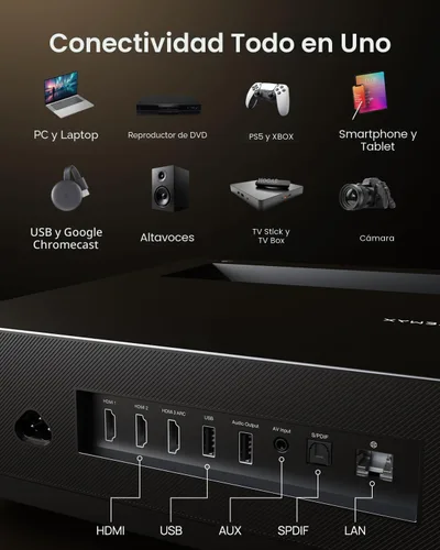 Vista 9 de WEMAX Nova Pro Proyector de Tiro Ultra Corto 4K, TV Láser ALPD de 150", Smart Google TV, 2100 Lúmenes ISO, Dolby Audio DTS-HD, Proyector UST