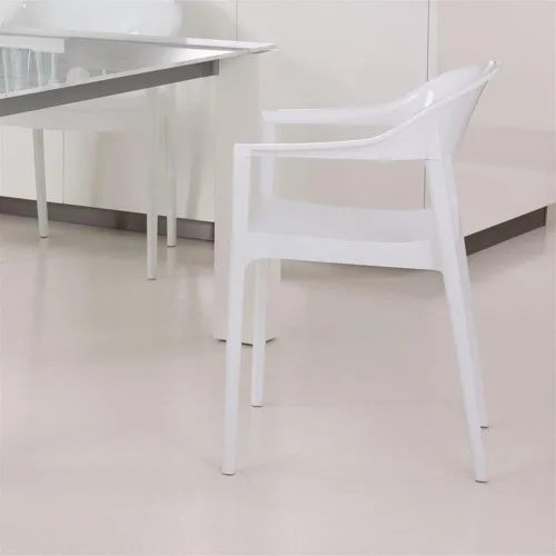 Vista 8 de Compamia Carmen - Silla de comedor para patio con asiento blanco brillante (juego de 2)