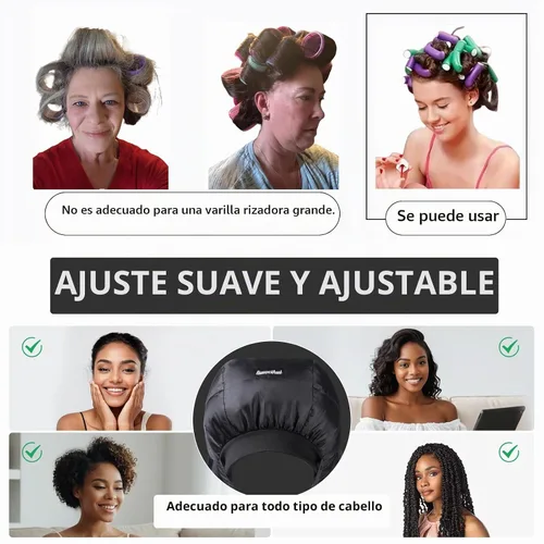 Vista 4 de Secador de Pelo con Gorro, Difusor de Pelo Ideal para Cabello Rizado, Tu Solución Definitiva - Gorra de Secador con Capacidad Amplia