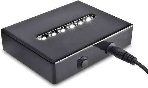 Vista 4 de Pedestal de 6 luces LED – Base de soporte de luz blanca de laca negra mate mate rectangular para vidrio de arte 3D, decoración de habitaciones