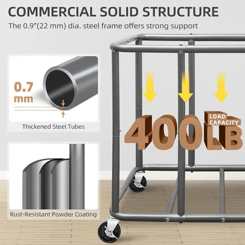 Vista 4 de STORAGE MANIAC - Carrito de lavandería comercial con ruedas 420L, marco de acero resistente, cesta de lavandería rodante con gran capacidad, bolsa