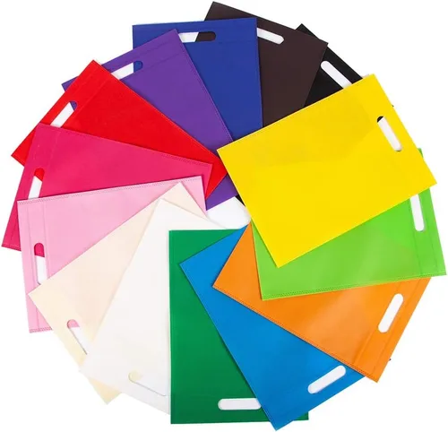 Vista 7 de Muka TOPTIE Paquete de 100 bolsas de mano con asa troquelada no tejida con impresión personalizada, bolsa de compras sellada térmicamente, bolsa