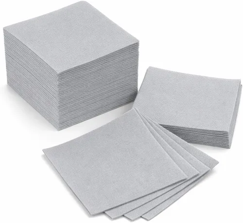 Vista 23 de AH AMERICAN HOMESTEAD Servilletas de cóctel de papel, servilletas desechables similares al lino, 4.75 x 4.75 pulgadas, servilletas cuadradas a Azul