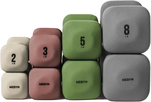 Vista 26 de WeGym SafeGrip Square Dumbbells with Anti Slip Handles, Aesthetic Free Weights for Home Workouts, Stable Design Prevents Rolling during Floor