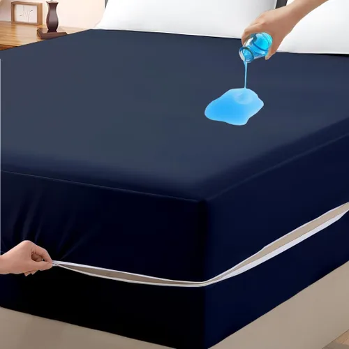 Vista 12 de Protector de colchón tamaño individual, funda 100% impermeable con cremallera, 15 pulgadas de profundidad, funda de colchón de seis caras para cama