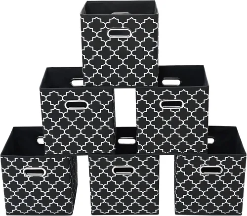 Vista 34 de Yunkeeeper - Contenedores de almacenamiento, cubos organizadores de tela con asa, cubos plegables para almacenamiento de tela o accesorios, 11 x 11