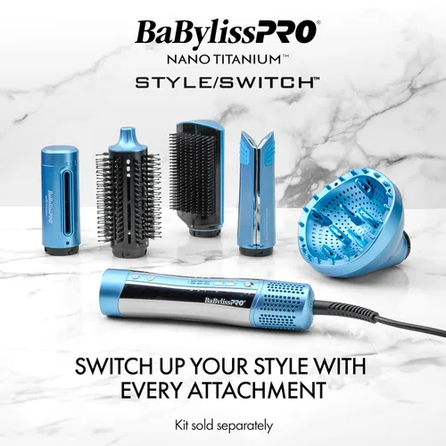 Vista 6 de BaBylissPRO StyleSwitch Ionic Multi-Styler, Air Styler and Hair Dryer, Lightweight Hot Air Brush with 5 Attachments, Automatic Dual Voltage