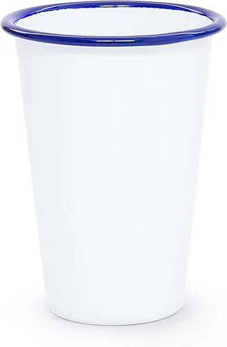 Vista 7 de Vaso esmaltado, 14 onzas, salpicadura negra/blanca (individual)