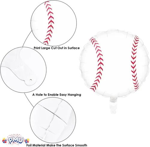 Vista 3 de PMU Globo de béisbol de 18 pulgadas Mylar (1/Pkg) Pkg/1