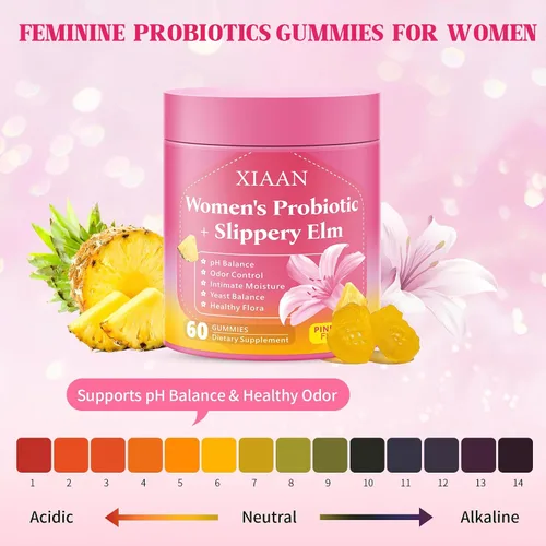 Vista 5 de Gomitas probióticas de olmo resbaladizo para mujer, sus jugosos probióticos femeninos apoyan el equilibrio del pH y el sistema inmunológico, gomitas
