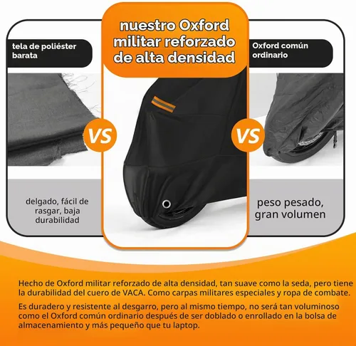 Vista 3 de Funda universal para motocicleta, impermeable, almacenamiento al aire libre, todo tipo de clima, lluvia, nieve, sol, invierno, para todas