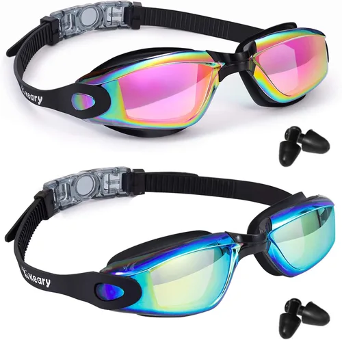 Vista 11 de Keary Paquete de 2 gafas de natación antivaho para adultos, jóvenes y niños mayores de 6 años, gafas de triatlón impermeables contra los rayos UV