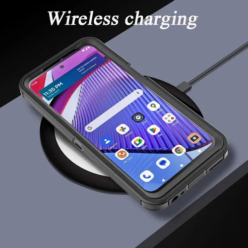 Vista 5 de Funda para Moto G Power 2023 5G (sin protector de pantalla) con funda duradera de 3 capas a prueba de caídas, a prueba de golpes, funda de goma
