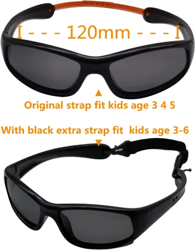 Vista 2 de COOLSOME Gafas de sol polarizadas flexibles con protección UV para niños y niñas de 3 a 10 años con correa