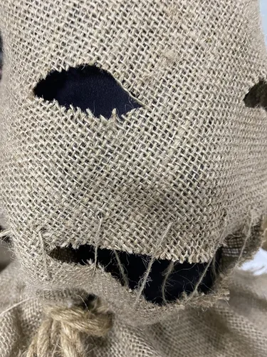 Vista 5 de Máscara de terror de Halloween con pelo de pajita, espeluznante saco de arpillera, máscara de cosplay para fiesta de disfraces para adultos