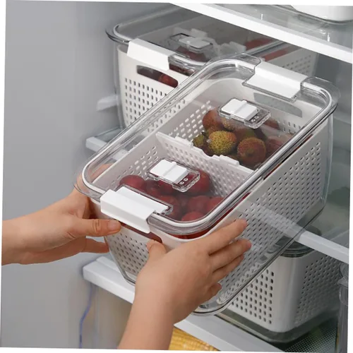 Vista 5 de Cabilock Recipientes de pasta de 1. Colador de cocina de 7 litros, doble capa, cesta de drenaje de verduras, de plástico, para lavar frutas