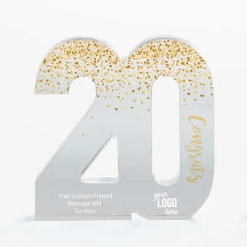 Vista 8 de Baudville Trofeo acrílico a todo color – 3 años de servicio al empleado – Transparente – Premio para empleados – Impresión personalizada de hasta