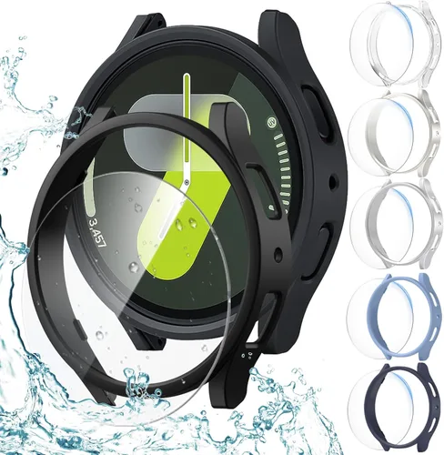 Vista 11 de JZK Juego de 6+6 fundas para Samsung Galaxy Watch 6 de 40 mm, protector de pantalla de PC duro impermeable + parachoques delgado de vidrio templado