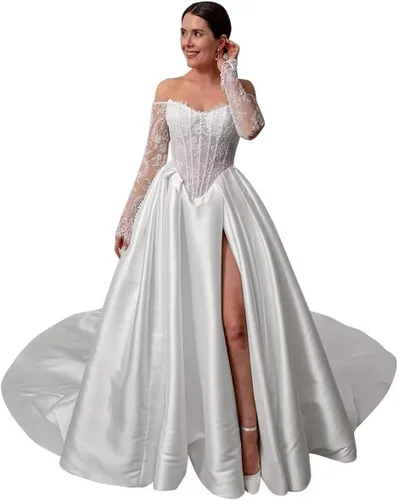 Vista 39 de Vestido de novia formal sin tirantes con encaje, largo de sirena para mujer 2019 WD162