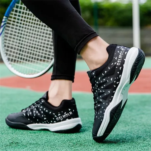 Vista 5 de Jakcuz Zapatos de tenis de bádminton para mujer, zapatos de pickleball, squash, voleibol, con cordones, para entrenamiento de cancha en interiores