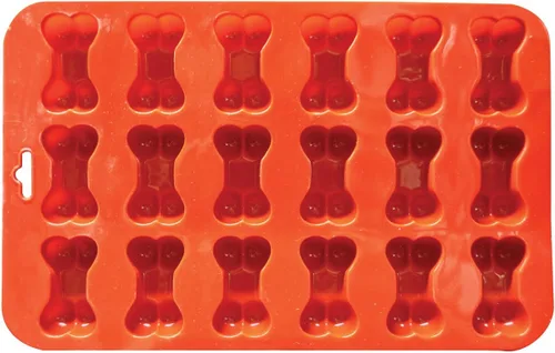 Vista 3 de Mini molde de silicona para huesos de perro, molde en forma de hueso naranja de 18 cavidades para golosinas caseras para perros, chocolate, dulces