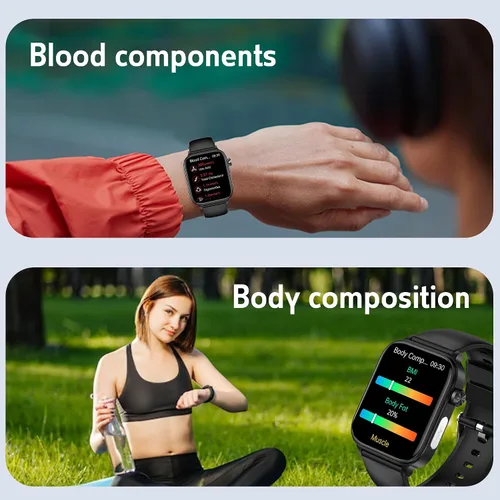 Vista 3 de Reloj inteligente para mujeres y hombres (respuesta/dial) reloj inteligente IPS de 1.96 pulgadas, frecuencia cardíaca 24/7, oxígeno en sangre