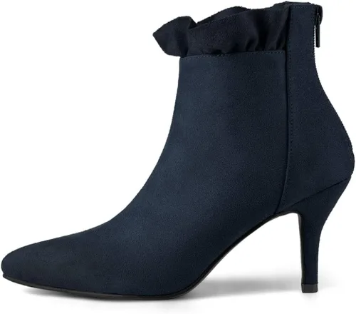 Vista 7 de Allegra K Botines con volantes y tacón de aguja puntiagudo para mujer