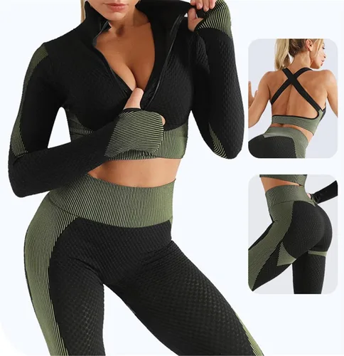 Vista 4 de Ropa de yoga de secado rápido de tallas grandes para mujer, ropa de fitness de manga larga, tops de ejercicio, fitness, yoga y entrenamiento