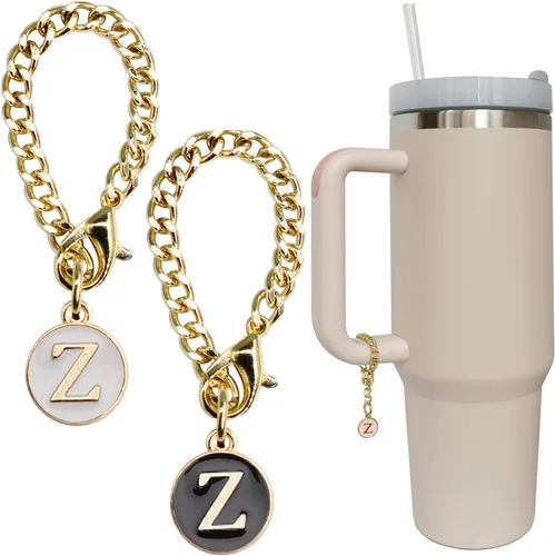 Vista 29 de Accesorios de dije de letra para vaso Stanley, 2 unidades, identificación con inicial de nombre, personalizable, para vaso Stanley
