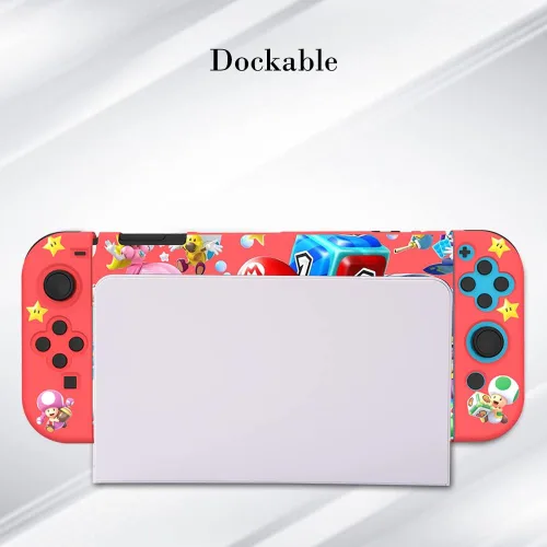 Vista 6 de PERFECTSIGHT Designed for Nintendo Switch OLED Protective Case, Switch OLED Joycon TPU Dockblae Cases for Girls Boys Kids Cute Kawaii Shell for