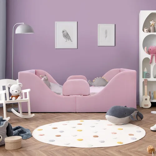 Vista 7 de Cama infantil con barandillas de seguridad, tamaño cuna Rosa