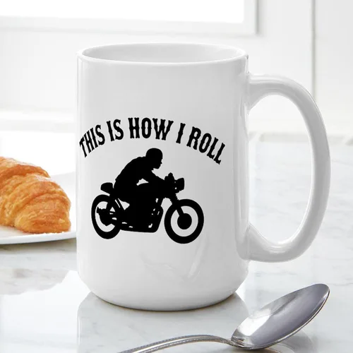 Vista 4 de CafePress This Is How I Roll Cafe Racer Taza grande de cerámica de 15 oz (15.0 fl oz)