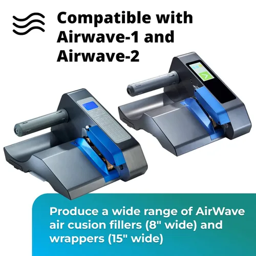 Vista 4 de IDL Packaging EcoWave-8.3 Almohadas de aire para embalaje, 15 pulgadas de ancho y 1300 pies de largo con película neutra de CO2 (1 rollo), bolsas