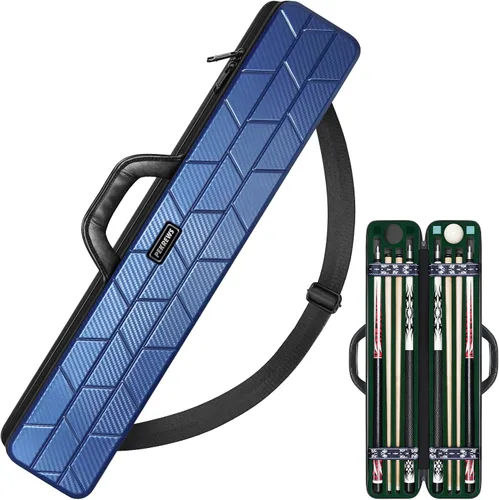 Vista 11 de Estuche para Taco de Billar, Funda Rígida para Taco de Billar 4x4 con 10 Ranuras Acolchadas, Bolsa de Billar Resistente con Mango de Cuero Suave