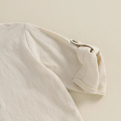Vista 5 de Karuedoo Conjunto de camisas Henley de algodón y lino con botones y pantalones casuales para bebé niño