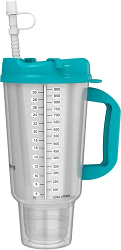 Vista 6 de Mugs N Coffee Taza de viaje de 32 onzas – Taza de hospital azul oscuro para bebidas frías – Aislamiento de doble pared, sin BPA, resistente a fugas