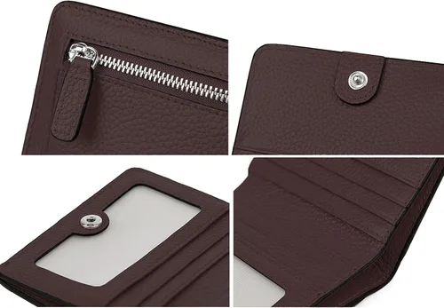 Vista 7 de BIG SALE-AINIMOER billetera de bolsillo pequeña con cremallera, plegable, compacta de cuero con bloqueo por identificación por radiofrecuencia