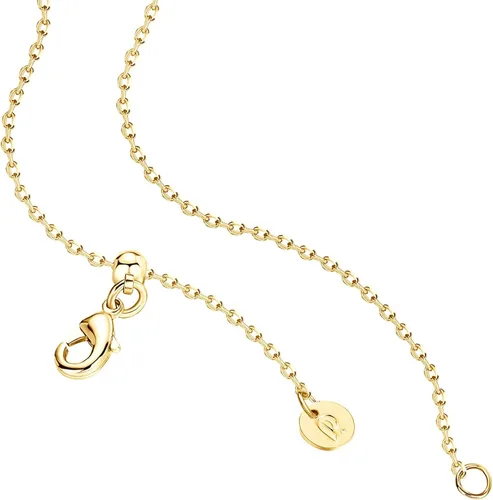 Vista 3 de PAVOI - Collar de corazón pequeño chapado en oro de 14quilates, delicada gargantilla de corazón con letra personalizable para mujer, ajustable